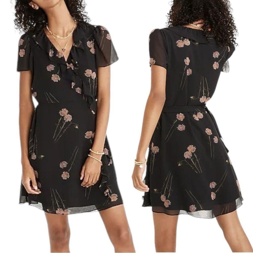 Madewell Georgette ruffle wrap mini dress